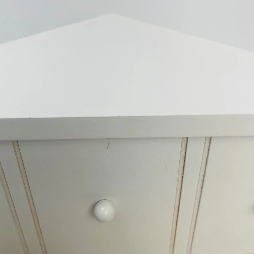 White Wooden Corner Wall Shelf with Storage Drawer and 3 Knobs Floating Shelf